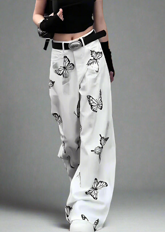 Butterfly Print Wide-Leg Pants – Stylish Streetwear for Everyday Chic