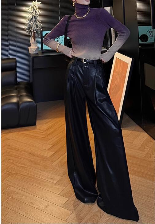 High-Waisted Wide-Leg Faux Leather Pants