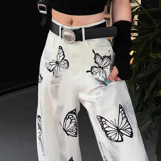 Butterfly Print Wide-Leg Pants – Stylish Streetwear for Everyday Chic