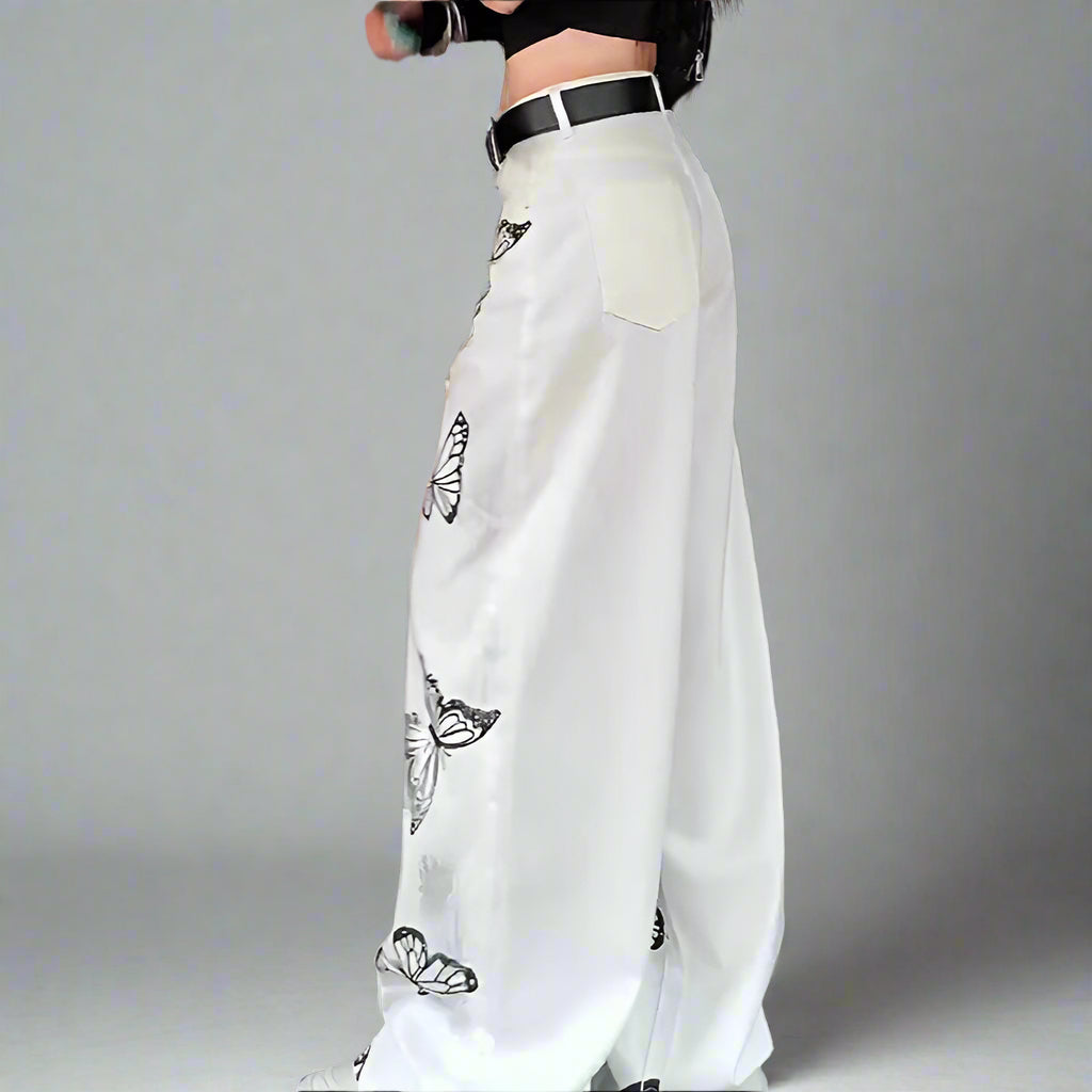 Butterfly Print Wide-Leg Pants – Stylish Streetwear for Everyday Chic