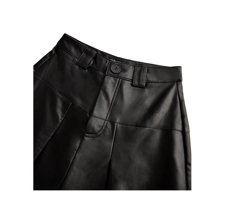 High-Waisted Wide-Leg Faux Leather Pants